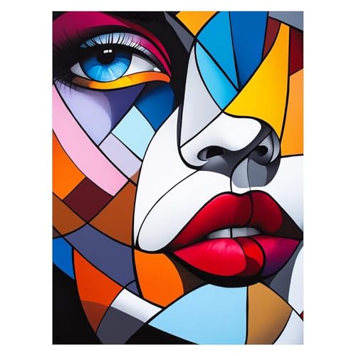 Abstrakt Malen Nach Zahlen Erwachsene, Malen Nach Zahlen auf Leinwand mit Pinsel und Acrylfarben 55 x 40Cm DIY Basteln Erwachsene Leinwand Bilder Farbe für Deko Wohnzimmer Geschenke für Frauen LSJ6184 von LUESSJAO