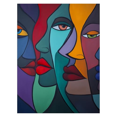 Abstrakt Malen Nach Zahlen Erwachsene, Malen Nach Zahlen auf Leinwand mit Pinsel und Acrylfarben 95 x 70 Cm DIY Basteln Erwachsene Leinwand Bilder Gesicht für Zimmer Deko Geschenke für Frauen LSJ-6201 von LUESSJAO
