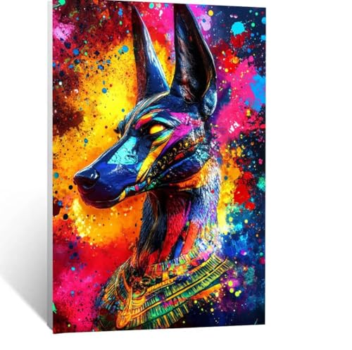 Abstrakt Malen Nach Zahlen Erwachsene, Malen nach Zahlen auf Leinwand mit Pinsel und Acrylfarben 150x100CM DIY Basteln Erwachsene Leinwand Bilder Anubis für Wanddeko Wohnzimmer Geschenke LSJ-2288 von LUESSJAO