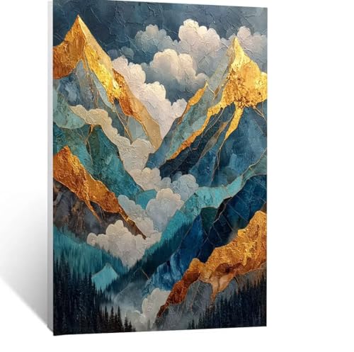 Abstrakt Malen Nach Zahlen Erwachsene, Malen nach Zahlen auf Leinwand mit Pinsel und Acrylfarben 50 x 35cm DIY Basteln Erwachsene Leinwand Bilder Berg für Wanddeko Wohnzimmer Geschenke LSJ-3226 von LUESSJAO