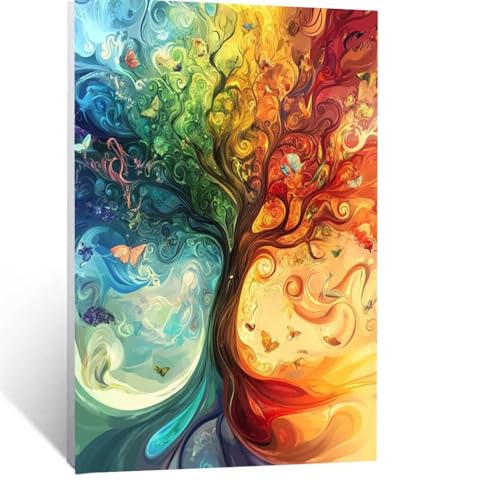 Abstrakt Malen Nach Zahlen Erwachsene, Malen nach Zahlen auf Leinwand mit Pinsel und Acrylfarben 95 x 70CM DIY Basteln Erwachsene Leinwand Bilder Baum für Wanddeko Wohnzimmer Geschenke LSJ-4132 von LUESSJAO