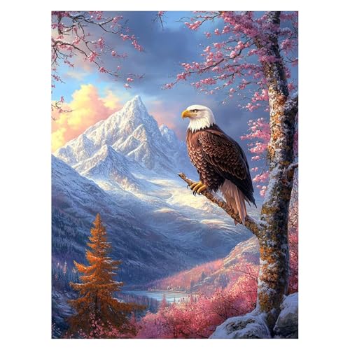 Adler Malen Nach Zahlen Erwachsene, Malen Nach Zahlen auf Leinwand mit Pinsel und Acrylfarben 95 x 70 CM DIY Basteln Erwachsene Leinwand Bilder Baum für Deko Wohnzimmer Geschenke für Frauen LSJ-6313 von LUESSJAO