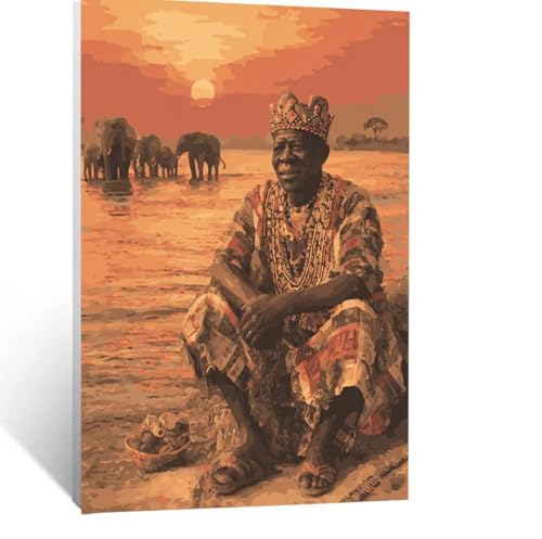 Afrika Malen Nach Zahlen Erwachsene, Malen nach Zahlen auf Leinwand mit Pinsel und Acrylfarben 70 x 50CM DIY Basteln Erwachsene Leinwand Bilder Landschaft für Wanddeko Wohnzimmer Geschenke LSJ-5560 von LUESSJAO