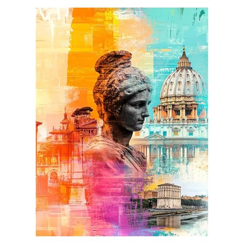 Antike Gebäude Malen Nach Zahlen Erwachsene, Malen Nach Zahlen auf Leinwand mit Pinsel und Acrylfarben 95 x 70Cm DIY Basteln Erwachsene Leinwand Bilder Abstrakt für WandDeko Wohnzimmer LSJ-6986 von LUESSJAO