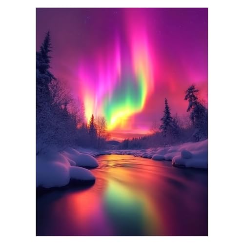 Aurora Malen Nach Zahlen Erwachsene, Malen Nach Zahlen auf Leinwand mit Pinsel und Acrylfarben 135x100 cm DIY Basteln Erwachsene Leinwand Bilder Landschaft für Wanddeko Wohnzimmer Geschenke LSJ-6986 von LUESSJAO