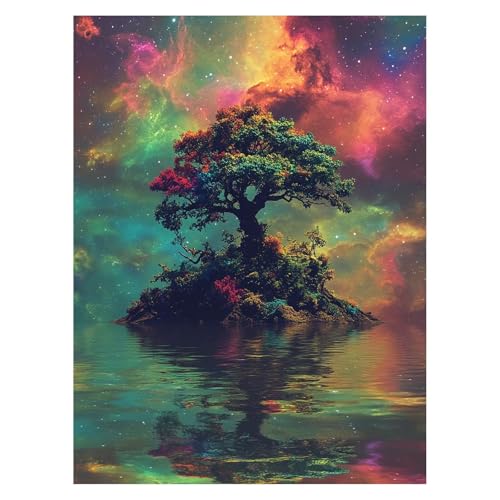 Baum Malen Nach Zahlen Erwachsene, Malen Nach Zahlen auf Leinwand mit Pinsel und Acrylfarben 135 x 100cm DIY Basteln Erwachsene Leinwand Bilder Sternenhimmel Zimmer Deko Geschenke für Frauen LSJ-4732 von LUESSJAO