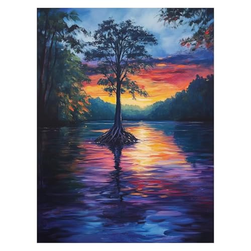 Baum Malen Nach Zahlen Erwachsene, Malen Nach Zahlen auf Leinwand mit Pinsel und Acrylfarben 40x30Cm DIY Basteln Erwachsene Leinwand Bilder Landschaft für Deko Wohnzimmer Geschenke für Frauen LSJ-6505 von LUESSJAO