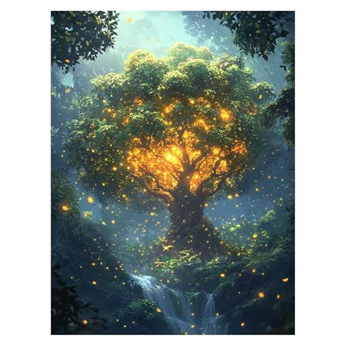 Baum Malen Nach Zahlen Erwachsene, Malen Nach Zahlen auf Leinwand mit Pinsel und Acrylfarben 80x60 Cm DIY Basteln Erwachsene Leinwand Bilder Traum für Wanddeko Wohnzimmer Geschenke für Frauen LSJ-6986 von LUESSJAO
