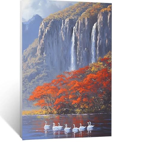 Berg Malen Nach Zahlen Erwachsene, Malen nach Zahlen auf Leinwand mit Pinsel und Acrylfarben 70 x 95 CM DIY Basteln Erwachsene Leinwand Bilder Landschaft für Wanddeko Wohnzimmer Geschenke LSJ-3208 von LUESSJAO