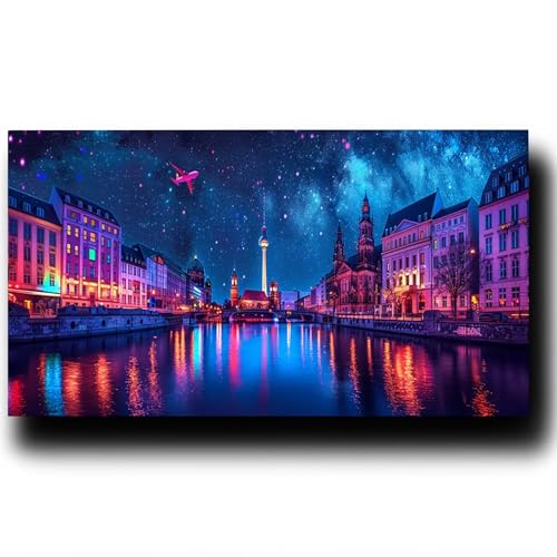 Berlin Tower Malen Nach Zahlenn Erwachsene - Sternenhimmel Malen Nach Zahlen ab 9 jahre Mädchen, Acrylfarben Set Malen Nach Zahlen kinder, Kreativ set für Erwachsene Bastelset, Wanddeko 50X100cm 4-5-O von LUESSJAO