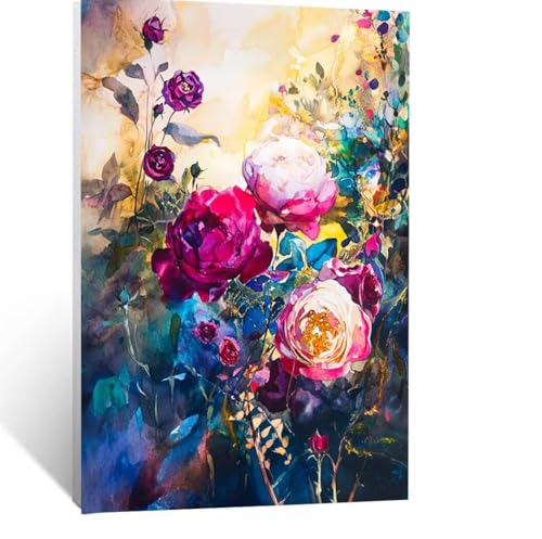 Blume Malen Nach Zahlen Erwachsene, Malen nach Zahlen auf Leinwand mit Pinsel und Acrylfarben 120 x 90CM DIY Basteln Erwachsene Leinwand Bilder Pflanzen für Wanddeko Wohnzimmer Geschenke LSJ-1846 von LUESSJAO