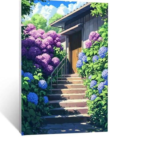 Blume Malen Nach Zahlen Erwachsene, Malen nach Zahlen auf Leinwand mit Pinsel und Acrylfarben 135x100CM DIY Basteln Erwachsene Leinwand Bilder Landschaft für Wanddeko Wohnzimmer Geschenke LSJ-4289 von LUESSJAO
