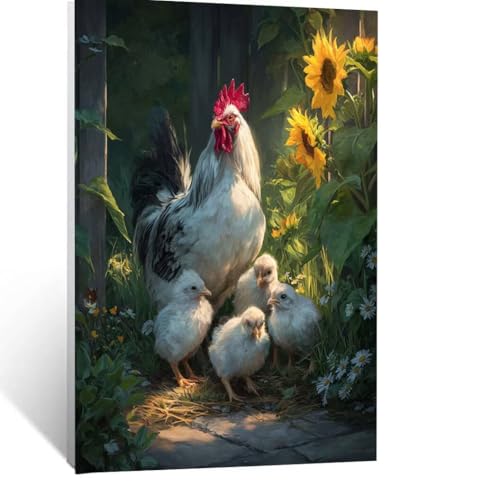 Blume Malen Nach Zahlen Erwachsene, Malen nach Zahlen auf Leinwand mit Pinsel und Acrylfarben 70 x 50cm DIY Basteln Erwachsene Leinwand Bilder Huhn für Wanddeko Wohnzimmer Geschenke für Frauen LSJ6374 von LUESSJAO