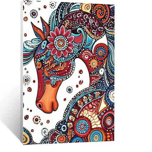 Diamond Painting Erwachsene, DIY Diamant Painting Bilder Horse, Vollbohrer Tier Diamant Malerei Malen Nach Zahlen Cross Stickerei Bastelset Erwachsene, für Home Wand Deko Wohnzimmer 60x80cm LSJ9809 von LUESSJAO