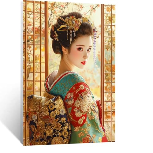 Diamond Painting Erwachsene, DIY Diamant Painting Bilder Japan, Vollbohrer Geisha Diamant Malerei Malen Nach Zahlen Cross Stickerei Bastelset Erwachsene, für Home Wand Deko Wohnzimmer 30x40cm LSJ4957 von LUESSJAO