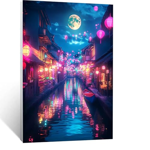Diamond Painting Erwachsene, DIY Diamant Painting Bilder Nachtansicht, Vollbohrer Stadt Diamant Malerei Malen Nach Zahlen Cross Stickerei Bastelset Erwachsene, für Deko Wohnzimmer 30 x 40 cm LSJ9617 von LUESSJAO