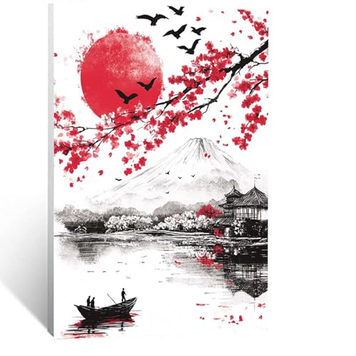 Diamond Painting Erwachsene, DIY Diamant Painting Bilder Vulkan Fuji, Vollbohrer Landschaft Diamant Malerei Malen Nach Zahlen Cross Stickerei Bastelset Erwachsene, für Deko Wohnzimmer 40 x 55 CM 8851 von LUESSJAO