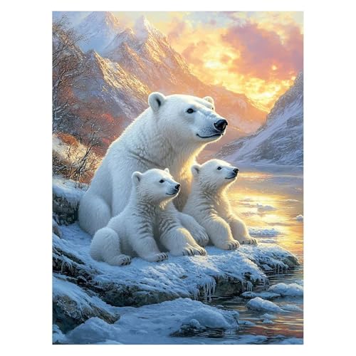 Eisbär Malen Nach Zahlen Erwachsene, Malen Nach Zahlen auf Leinwand mit Pinsel und Acrylfarben 135x100 cm DIY Basteln Erwachsene Leinwand Bilder Landschaft für Zimmer Deko Geschenke für Frauen LSJ5768 von LUESSJAO