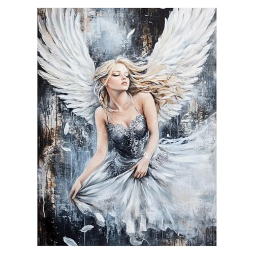 Engel Malen Nach Zahlen Erwachsene, Malen Nach Zahlen auf Leinwand mit Pinsel und Acrylfarben 40x30cm DIY Basteln Erwachsene Leinwand Bilder Fantasie für Wanddeko Wohnzimmer und Geschenke LSJ-6986 von LUESSJAO