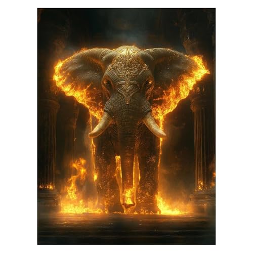 Fantasie Malen Nach Zahlen Erwachsene, Malen Nach Zahlen auf Leinwand mit Pinsel und Acrylfarben 95 x 70 Cm DIY Basteln Erwachsene Leinwand Bilder Elefant für Zimmer Deko Geschenke für Frauen LSJ-6369 von LUESSJAO