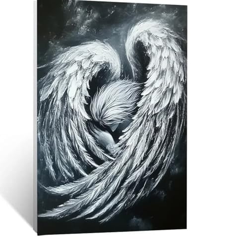 Flügel Malen Nach Zahlen Erwachsene, Malen nach Zahlen auf Leinwand mit Pinsel und Acrylfarben 90 x 120 CM DIY Basteln Erwachsene Leinwand Bilder Abstrakt für Wanddeko Wohnzimmer Geschenke LSJ-2066 von LUESSJAO