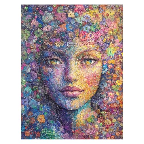 Frau Malen Nach Zahlen Erwachsene, Malen Nach Zahlen auf Leinwand mit Pinsel und Acrylfarben 70x50cm DIY Basteln Erwachsene Leinwand Bilder Blume für Wanddeko Wohnzimmer Geschenke für Frauen LSJ-6395 von LUESSJAO