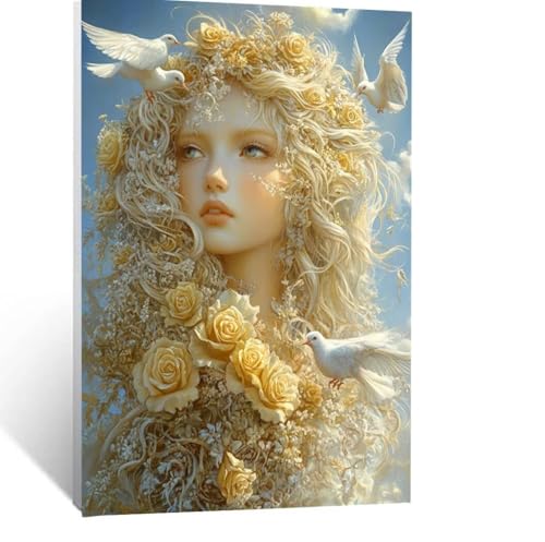 Frau Malen Nach Zahlen Erwachsene, Malen nach Zahlen auf Leinwand mit Pinsel und Acrylfarben 70 x 50 CM DIY Basteln Erwachsene Leinwand Bilder Blume für Deko Wohnzimmer Geschenke für Frauen LSJ-3118 von LUESSJAO