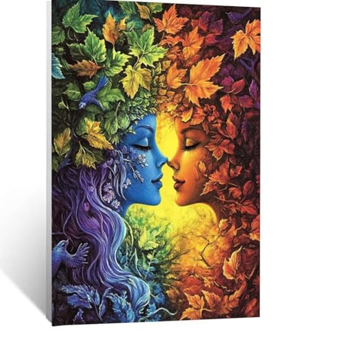 Frau Malen Nach Zahlen Erwachsene, Malen nach Zahlen auf Leinwand mit Pinsel und Acrylfarben 95x70CM DIY Basteln Erwachsene Leinwand Bilder Kuss für Wanddeko Wohnzimmer Geschenke für Frauen LSJ-3142 von LUESSJAO