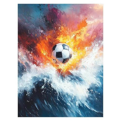 Fußball Malen Nach Zahlen Erwachsene, Malen Nach Zahlen auf Leinwand mit Pinsel und Acrylfarben 55 x 40CM DIY Basteln Erwachsene Leinwand Bilder Sportunterricht für WandDeko Wohnzimmer LSJ-6986 von LUESSJAO