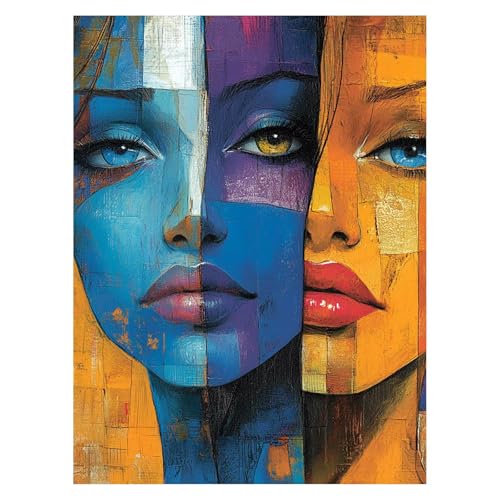 Gesicht Malen Nach Zahlen Erwachsene, Malen Nach Zahlen auf Leinwand mit Pinsel und Acrylfarben 40x30Cm DIY Basteln Erwachsene Leinwand Bilder Abstrakt für Wanddeko Wohnzimmer Geschenke LSJ-6986 von LUESSJAO