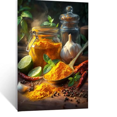 Gewürze Malen Nach Zahlen Erwachsene, Malen nach Zahlen auf Leinwand mit Pinsel und Acrylfarben 30x40CM DIY Basteln Erwachsene Leinwand Bilder Pflanzen für Wanddeko Wohnzimmer Geschenke LSJ-5469 von LUESSJAO