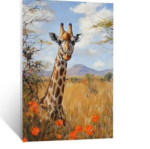 Giraffe Malen Nach Zahlen Erwachsene, Malen nach Zahlen auf Leinwand mit Pinsel und Acrylfarben 50 x 35CM DIY Basteln Erwachsene Leinwand Bilder Tier für Deko Wohnzimmer Geschenke für Frauen LSJ-8132 von LUESSJAO