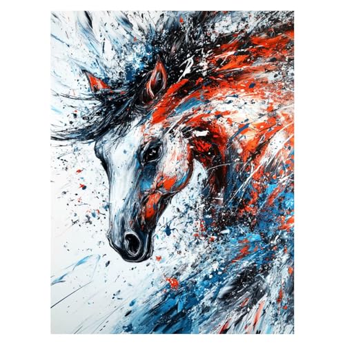 Horse Malen Nach Zahlen Erwachsene, Malen Nach Zahlen auf Leinwand mit Pinsel und Acrylfarben 40 x 30Cm DIY Basteln Erwachsene Leinwand Bilder Tier für Wanddeko Wohnzimmer Geschenke für Frauen LSJ6986 von LUESSJAO