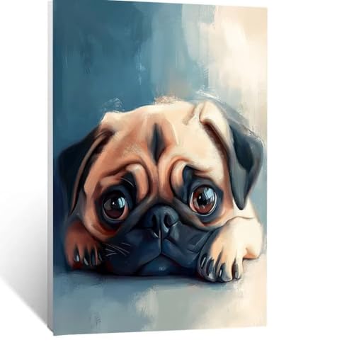 Hund Malen Nach Zahlen Erwachsene, Malen nach Zahlen auf Leinwand mit Pinsel und Acrylfarben 120 x 90cm DIY Basteln Erwachsene Leinwand Bilder Niedlich für Wanddeko Wohnzimmer Geschenke LSJ-6664 von LUESSJAO