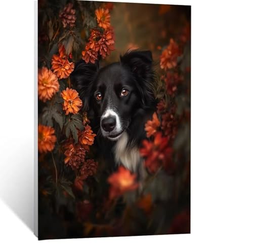 Hund Malen Nach Zahlen Erwachsene, Malen nach Zahlen auf Leinwand mit Pinsel und Acrylfarben 40x30cm DIY Basteln Erwachsene Leinwand Bilder Pflanzen für Deko Wohnzimmer Geschenke für Frauen LSJ-5645 von LUESSJAO