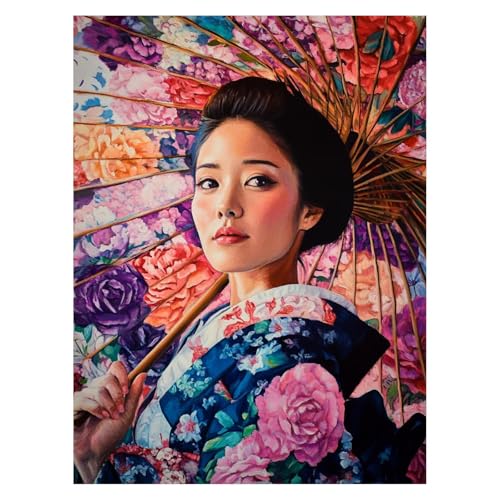 Japan Malen Nach Zahlen Erwachsene, Malen Nach Zahlen auf Leinwand mit Pinsel und Acrylfarben 135 x 100CM DIY Basteln Erwachsene Leinwand Bilder Frau für Deko Wohnzimmer Geschenke für Frauen LSJ-4452 von LUESSJAO