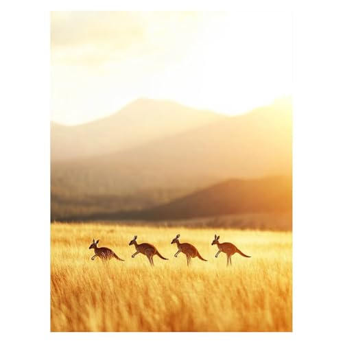 Känguru Malen Nach Zahlen Erwachsene, Malen Nach Zahlen auf Leinwand mit Pinsel und Acrylfarben 95x70 Cm DIY Basteln Erwachsene Leinwand Bilder Tier für Wanddeko Wohnzimmer und Geschenke LSJ-6986 von LUESSJAO