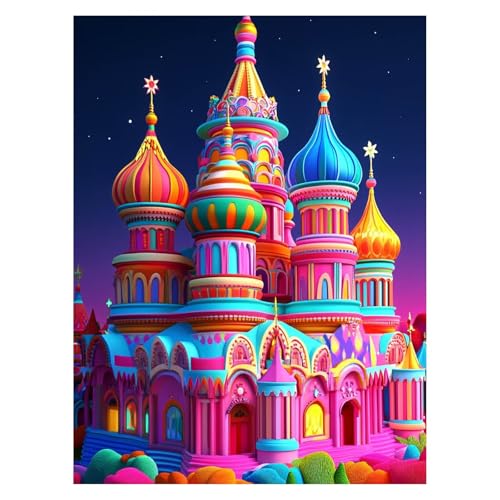 Kirche Malen Nach Zahlen Erwachsene, Malen Nach Zahlen auf Leinwand mit Pinsel und Acrylfarben 40x30 CM DIY Basteln Erwachsene Leinwand Bilder Architektur für Wanddeko Wohnzimmer Geschenke LSJ-6986 von LUESSJAO