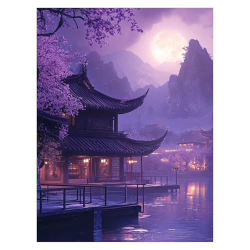Landschaft Malen Nach Zahlen Erwachsene, Malen Nach Zahlen auf Leinwand mit Pinsel und Acrylfarben 70x50CM DIY Basteln Erwachsene Leinwand Bilder Architektur für Wanddeko Wohnzimmer Geschenke LSJ-6986 von LUESSJAO