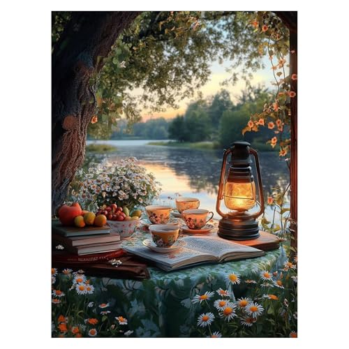 Landschaft Malen Nach Zahlen Erwachsene, Malen Nach Zahlen auf Leinwand mit Pinsel und Acrylfarben 70x50Cm DIY Basteln Erwachsene Leinwand Bilder Buch für Wanddeko Wohnzimmer Geschenke LSJ-6986 von LUESSJAO