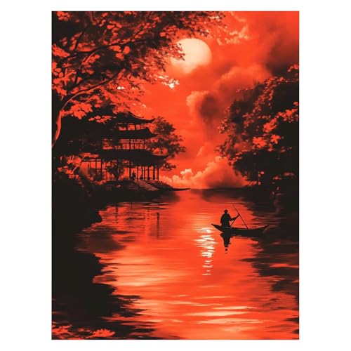 Landschaft Malen Nach Zahlen Erwachsene, Malen Nach Zahlen auf Leinwand mit Pinsel und Acrylfarben 95 x 70 Cm DIY Basteln Erwachsene Leinwand Bilder Sonnenuntergang für WandDeko Wohnzimmer LSJ-6986 von LUESSJAO