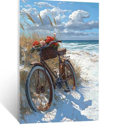 Landschaft Malen Nach Zahlen Erwachsene, Malen nach Zahlen auf Leinwand mit Pinsel und Acrylfarben 60x80cm DIY Basteln Erwachsene Leinwand Bilder Strand für Wanddeko Wohnzimmer Geschenke LSJ-2151 von LUESSJAO