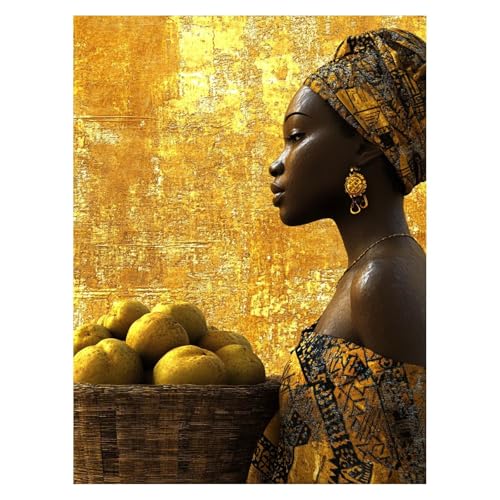 Malen Nach Zahlen Erwachsene Afrika Malen Nach Zahlen Kinder Frau mit Pinsel und Wasserdicht Leinwand Acrylfarben Set, Diy Set Erwachsene Bilder 30x40cm für Zimmer Deko Geschenke für Frauen LSJ-6162 von LUESSJAO