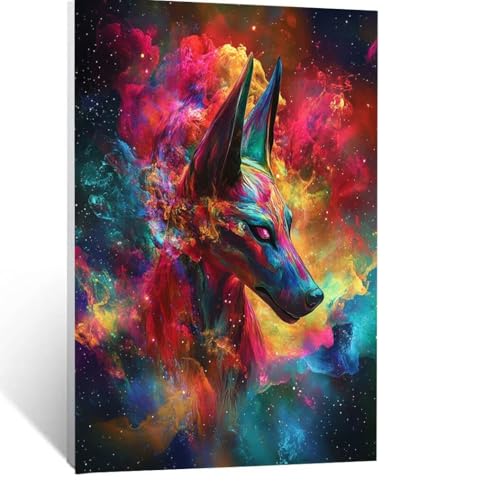 Malen Nach Zahlen Erwachsene Anubis Malen Nach Zahlen Kinder Abstrakt mit Pinsel und Wasserdicht Leinwand Acrylfarben Set, Diy Set Erwachsene Bilder 55 x 40CM für Zimmer Deko Geschenke LSJ-2270 von LUESSJAO
