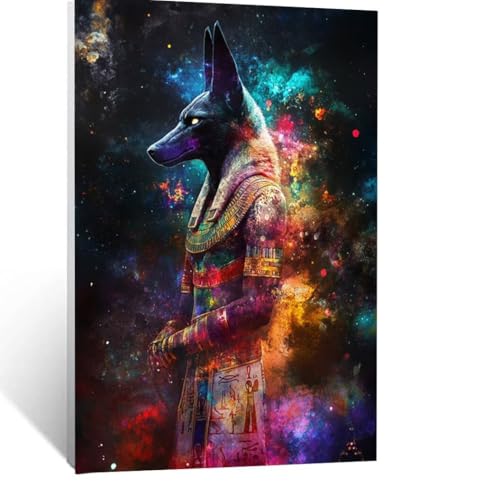 Malen Nach Zahlen Erwachsene Anubis Malen Nach Zahlen Kinder Verträumt mit Pinsel und Wasserdicht Leinwand Acrylfarben Set, Diy Set Erwachsene Bilder 60x80cm für Deko Wohnzimmer Geschenke LSJ-2294 von LUESSJAO