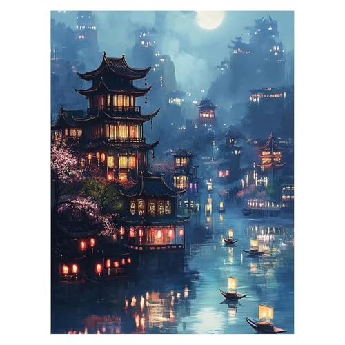 Malen Nach Zahlen Erwachsene Architektur Malen Nach Zahlen Kinder Landschaft mit Pinsel und Wasserdicht Leinwand Acrylfarben Set, Diy Set Erwachsene Bilder 30 x 40 cm Zimmer Deko Geschenke LSJ-6246 von LUESSJAO