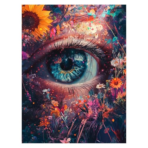 Malen Nach Zahlen Erwachsene Auge Malen Nach Zahlen Kinder Sonnenblume mit Pinsel und Wasserdicht Leinwand Acrylfarben Set, Diy Set Erwachsene Bilder 60x80 cm Zimmer Deko Geschenke für Frauen LSJ-6431 von LUESSJAO