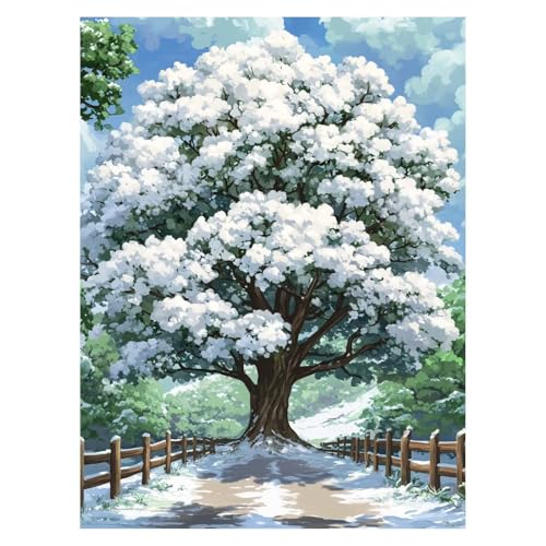 Malen Nach Zahlen Erwachsene Baum Malen Nach Zahlen Kinder PflanZen mit Pinsel und Wasserdicht Leinwand Acrylfarben Set, Diy Set Erwachsene Bilder 70x95 cm für Deko Wohnzimmer Geschenke LSJ-6986 von LUESSJAO