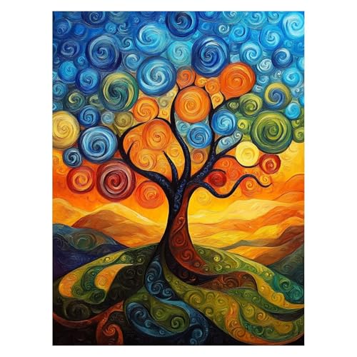 Malen Nach Zahlen Erwachsene Baum Malen Nach Zahlen Kinder Verträumt mit Pinsel und Wasserdicht Leinwand Acrylfarben Set,Diy Set Erwachsene Bilder 70x95cm für Zimmer Deko Geschenke für Frauen LSJ-5662 von LUESSJAO
