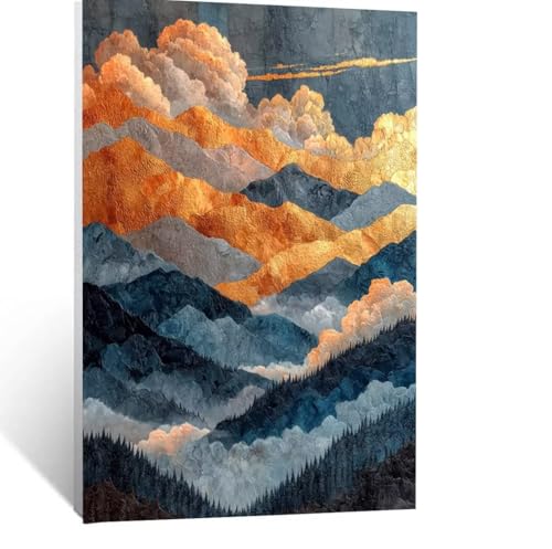 Malen Nach Zahlen Erwachsene Berg Malen Nach Zahlen Kinder Abstrakt mit Pinsel und Wasserdicht Leinwand Acrylfarben Set, Diy Set Erwachsene Bilder 40x30cm für Zimmer Deko Geschenke für Frauen LSJ-3214 von LUESSJAO